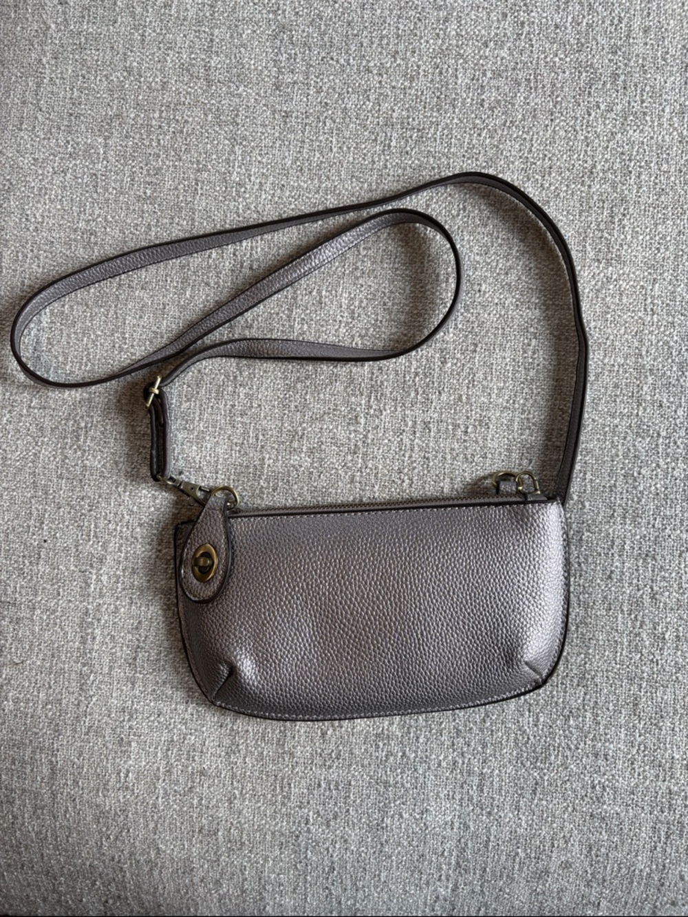 Small Metallic Pewter Crossbody Shoulder Bag